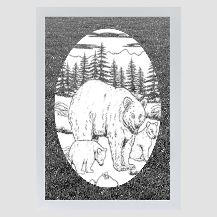 Oval Bear Etched Glass Decal | (Static Cling)