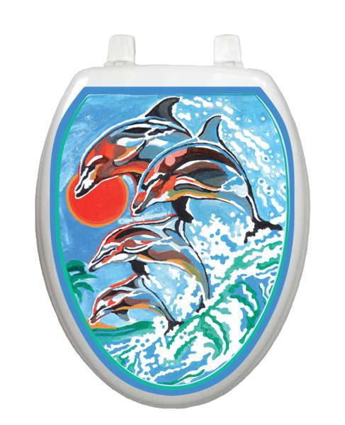 Dolphins Swimming Toilet Tattoos - Window Film World