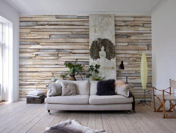Whitewashed Wood Wall Mural