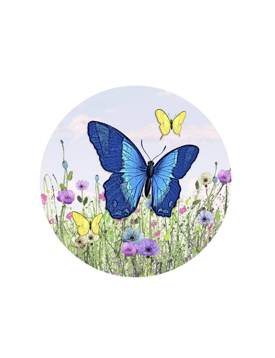 Blue Butterfly Glass Door Decal (5.75