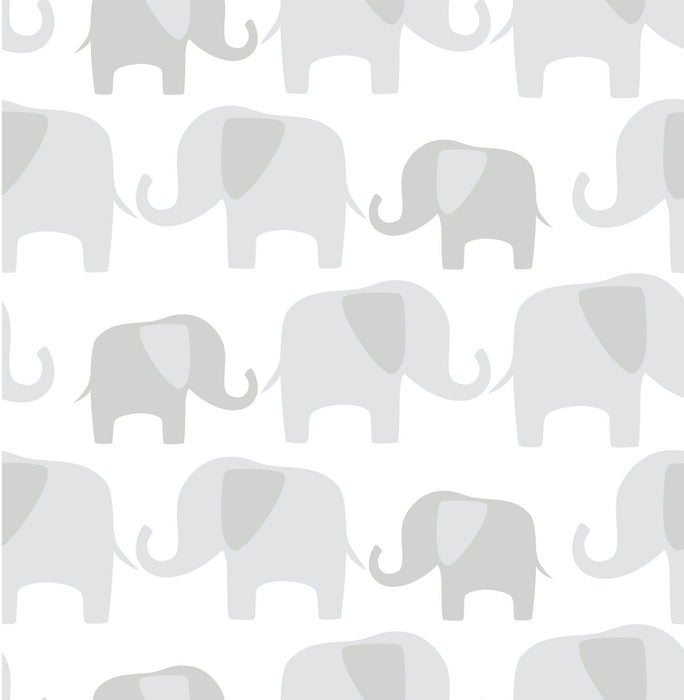 Gray Elephant Parade Peel And Stick Wallpaper - Window Film World