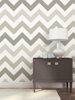 Taupe Zig Zag Peel And Stick Wallpaper - Image 1