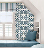 Navy Grand Trellis Peel And Stick Wallpaper - Image 5