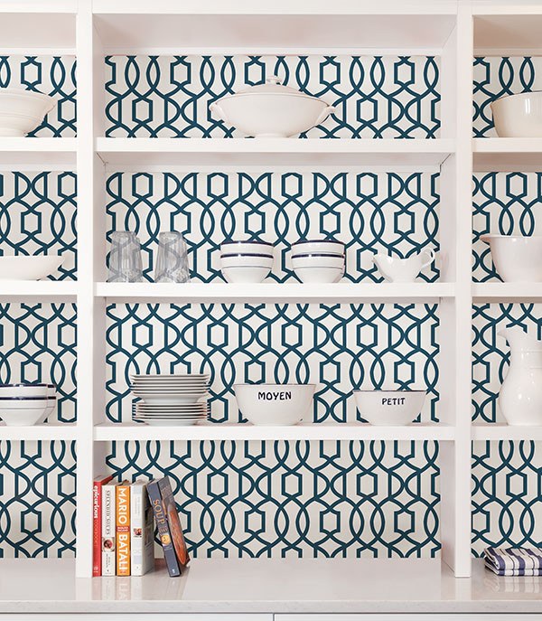 Navy Grand Trellis Peel And Stick Wallpaper