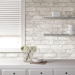 Grey and White Brick Peel And Stick Wallpaper - Image 6