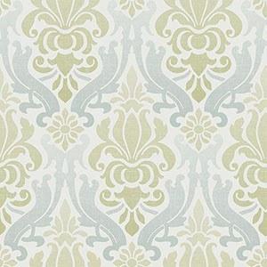 Blue and Green Nouveau Damask Peel And Stick Wallpaper - Window Film World