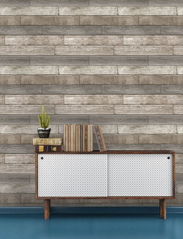 Reclaimed Wood Plank Natural Peel and Stick Wallpaper
