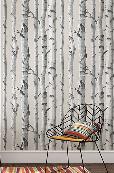 Mountain Birch Grey Peel and Stick Wallpaper