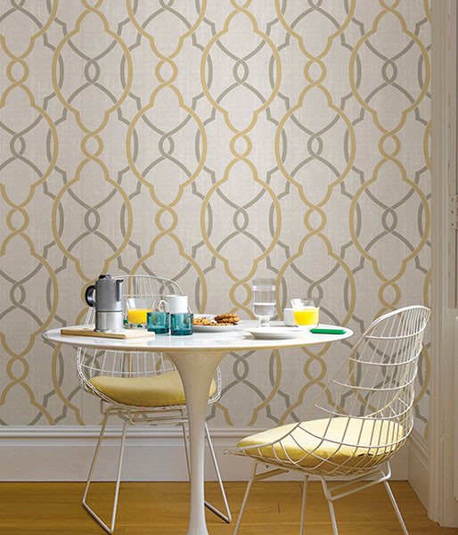 Sausalito Taupe/Yellow Peel and Stick Wallpaper