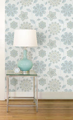 Gypsy Floral Blue/Green Peel and Stick Wallpaper - Image 1