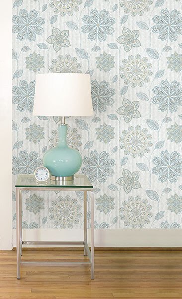 Gypsy Floral Blue/Green Peel and Stick Wallpaper