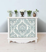 Kensington Damask Blue Peel and Stick Wallpaper - Image 3