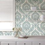 Kensington Damask Blue Peel and Stick Wallpaper - Image 5