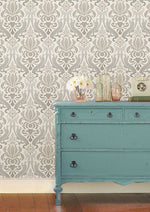 Grey Nouveau Damask Peel And Stick Wallpaper - Image 1
