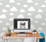 Clouds Grey Peel and Stick Wallpaper - Image 3