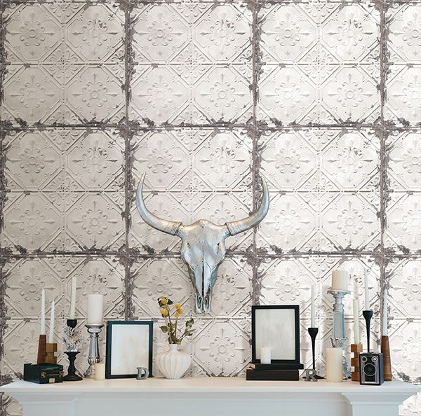Vintage Tin Tile Peel and Stick Wallpaper