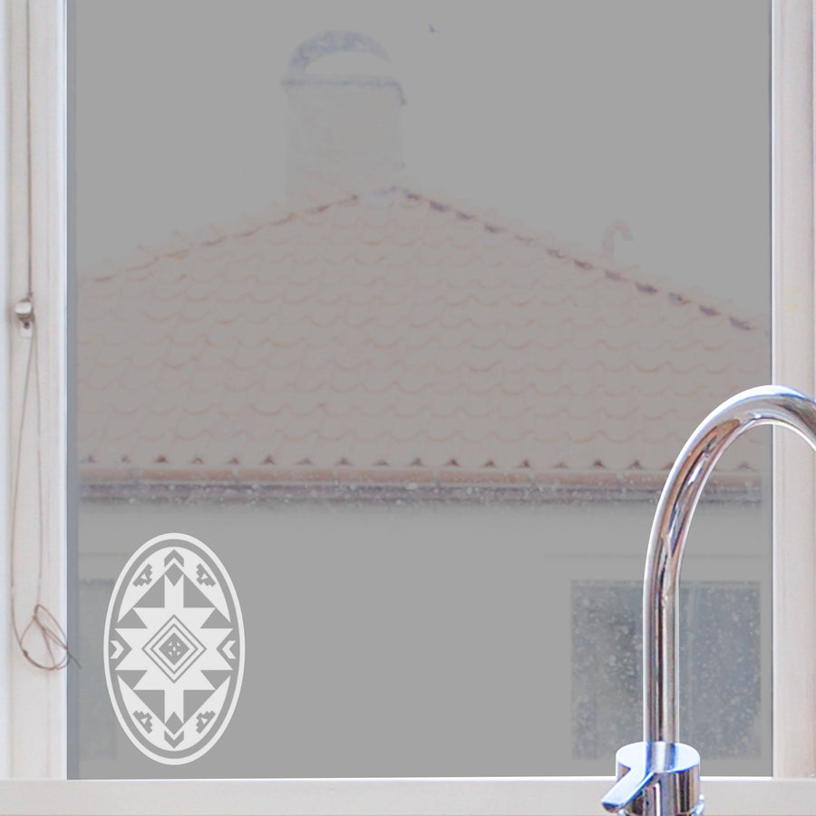 Native American Design Oval Decal | (Static Cling)