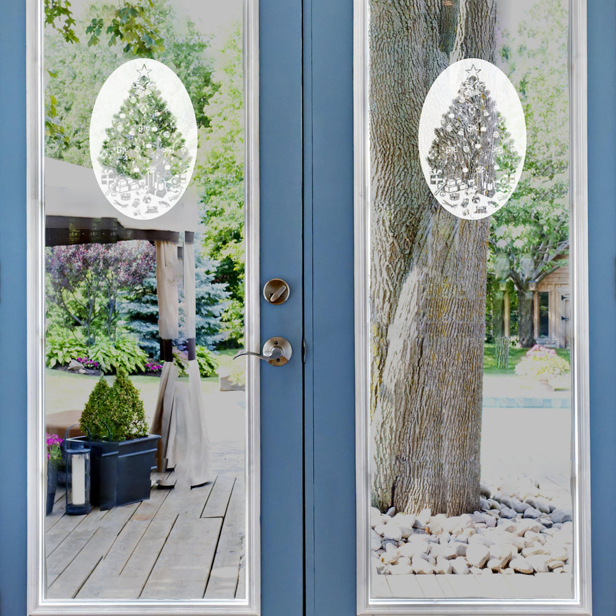 Oval Christmas Tree | (Static Cling)