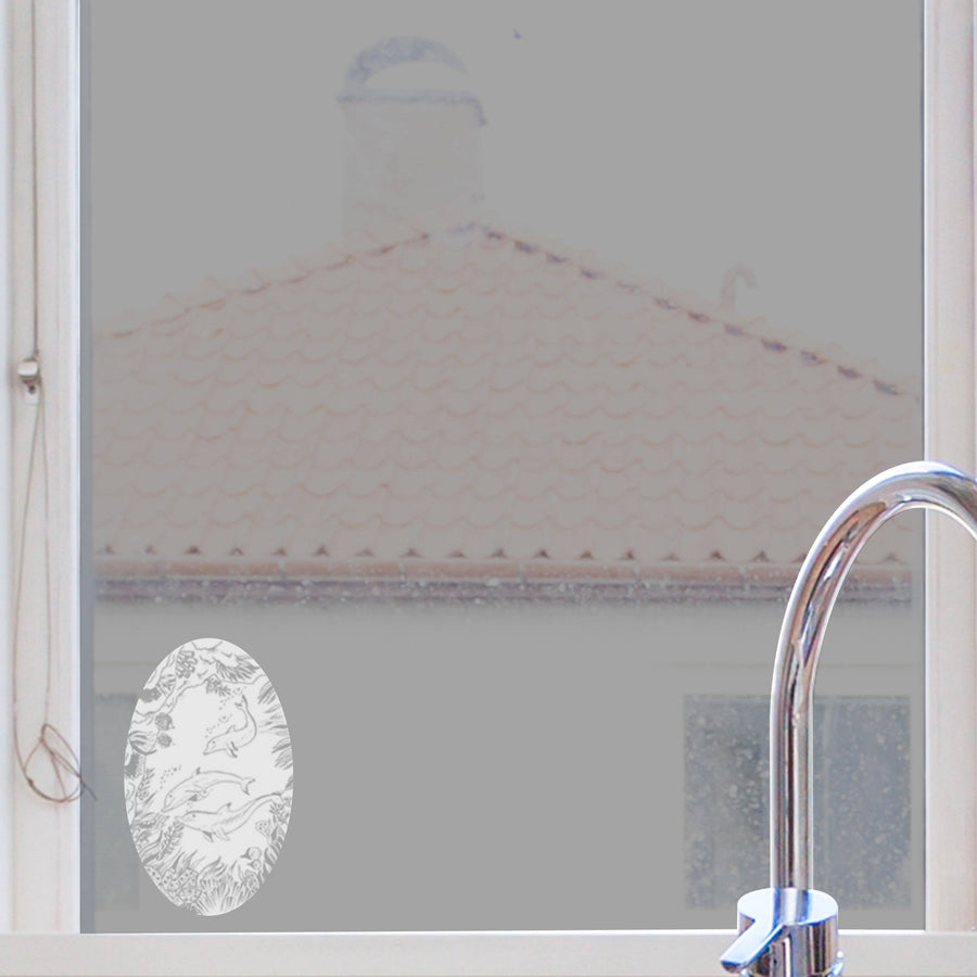 Oval Dolphin Scene | (Static Cling)