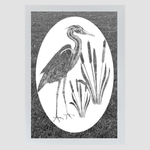Oval Egret and Cattails Etched Glass Decal | (Static Cling) - Image 3