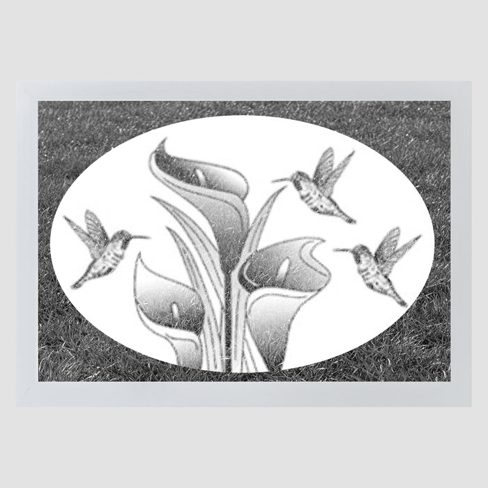 Oval Lily and Hummingbird Horizontal | Static Cling