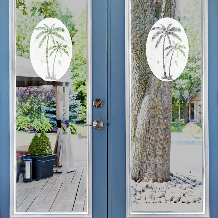 Oval Palm Tree Left Side | Static Cling - Window Film World