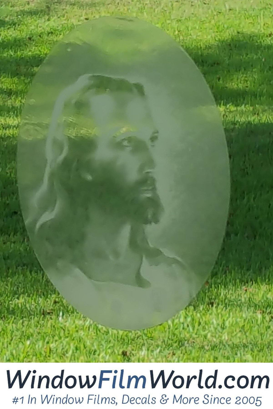 Oval Christ Etched Glass Decal | (Static Cling)