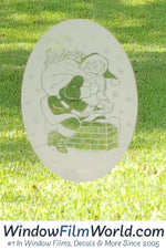 Oval Santa Claus& Chimney  | (Static Cling ) - Image 1