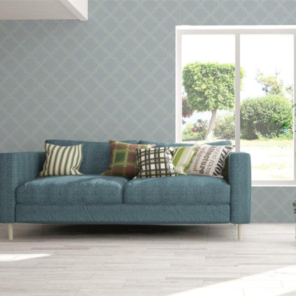 Slate Blue Quatrefoil Peel And Stick Wallpaper
