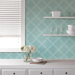 Slate Blue Quatrefoil Peel And Stick Wallpaper - Image 3