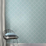 Slate Blue Quatrefoil Peel And Stick Wallpaper - Image 5