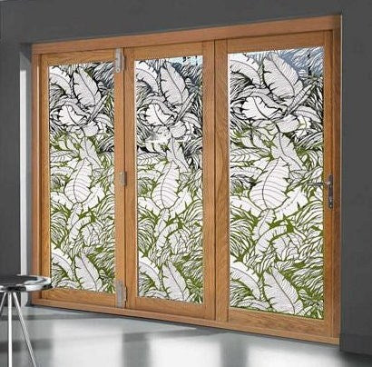 Tropical Leaves Sliding Glass Door | Static Cling - Window Film World