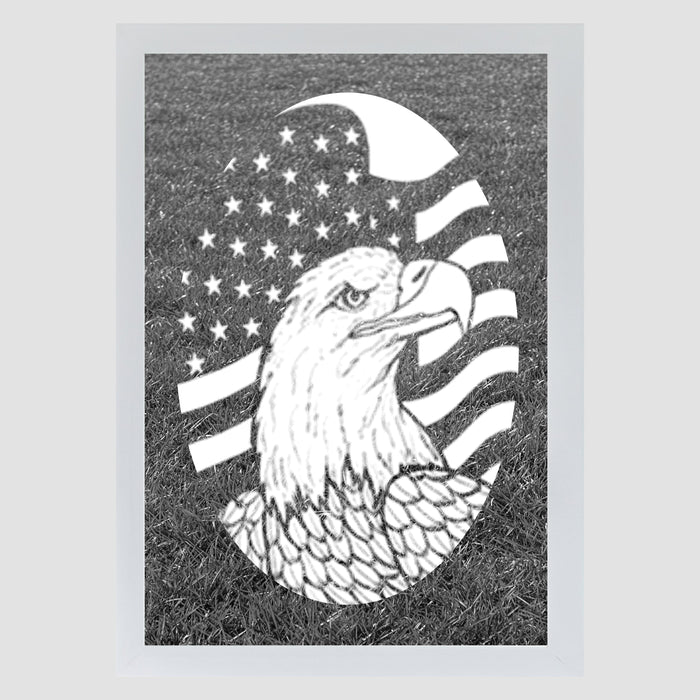 Vertical Flag Etched Eagle  (Static Cling)