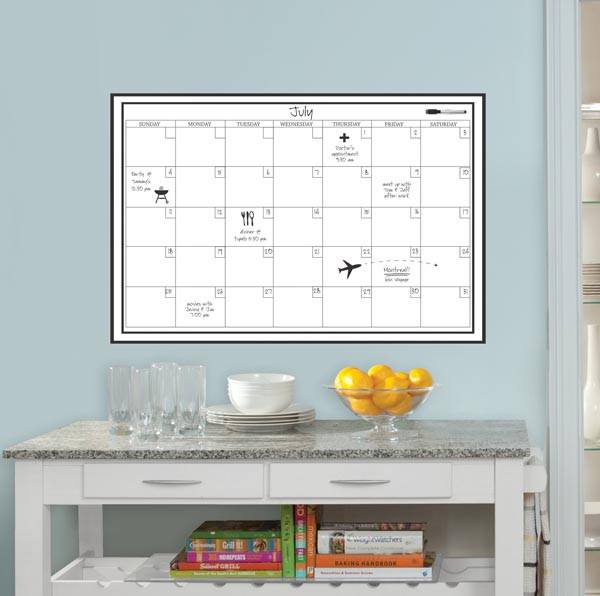 White Monthly Dry Erase Calendar Decal