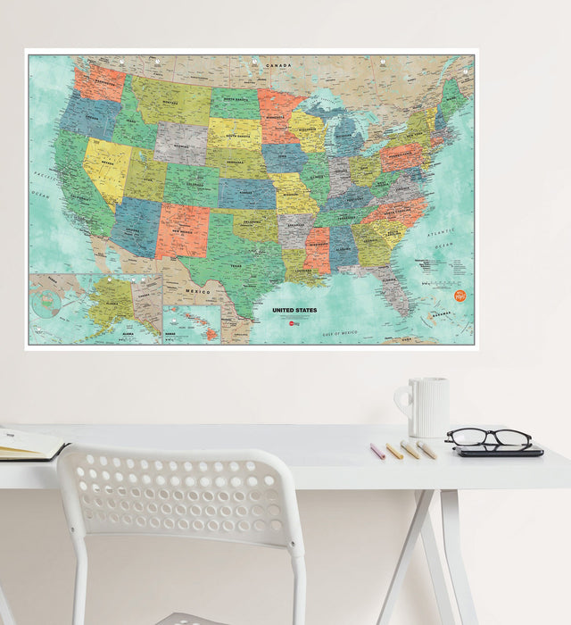 Aquarelle US Dry Erase Map - Window Film World