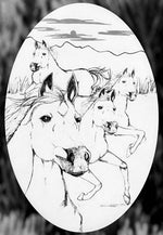 Oval Wild Horses Etched Decals - Static Cling Frosted Glass Sticker - Image 5