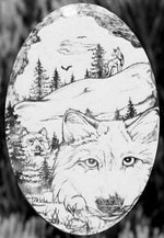 Oval Wolf Etched Glass Decal | (Static Cling) - Image 2