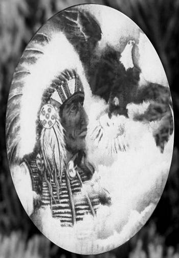 Oval Native American Chief | (Static Cling)