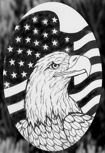 Vertical Flag Etched Eagle  (Static Cling) - Window Film World