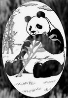 4" x 6" Oval Panda Bear Etched Glass Decal |(Static Cling) - Window Film World
