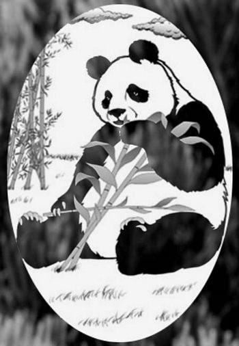 Oval Static Cling Panda Bear Etched Decal