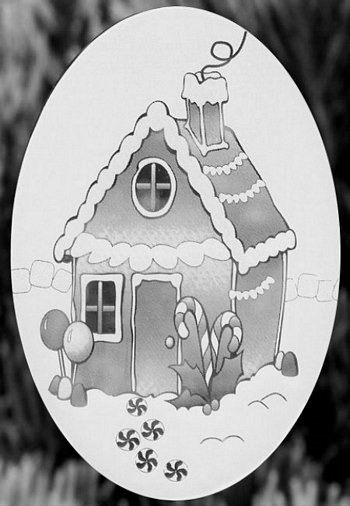 4" x  6" Oval Gingerbread House | (Static Cling) - Window Film World