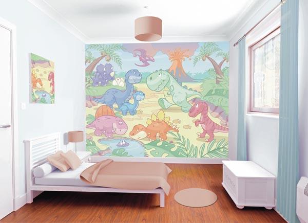 Baby Dino World Wall Mural | (Adhesive)