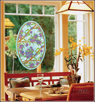 Biscayne | Stained Glass Privacy Oval (Static Cling) - Window Film World
