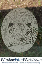 Oval Leopard Etched Glass Decals | (Static Cling ) - Image 2