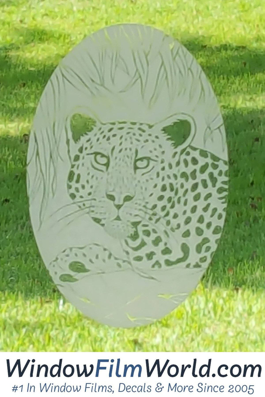 Oval Leopard Etched Glass Decals | (Static Cling )