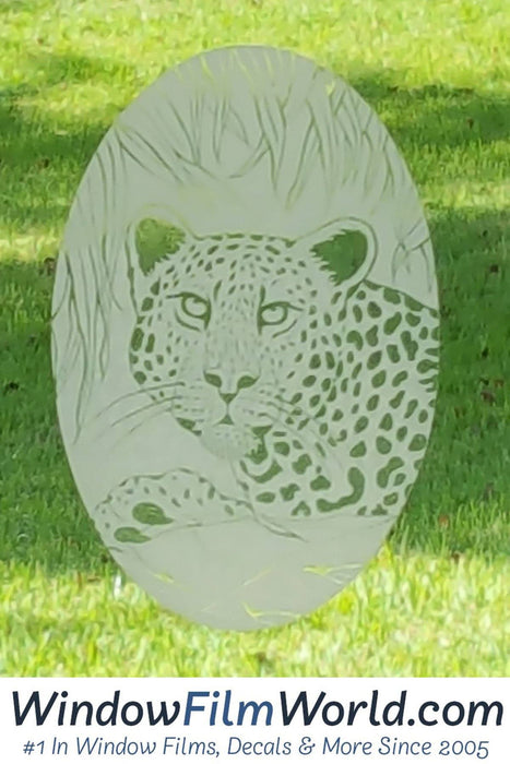 Oval Leopard Etched Glass Decals | (Static Cling ) - Window Film World
