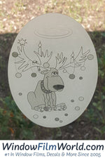 Oval Reindeer Trouble | Static Cling - Image 1